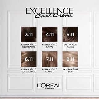 L'Oreal Paris Excellence Cool Creme Hair Color 6.11 - Extra Ash Dark Blond | 100% Grey Coverage