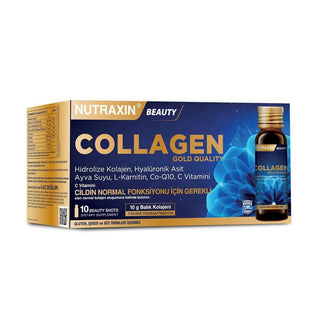 Nutraxin Gold Collagen Shots - 10x50ml - Anti-Aging, Skin & Joint Health Supplement Nutraxin Gold Collagen Shots - Anti-Aging & Joint Health Collagen Supplement, Anti-Aging, Skin Health, Joint Health, Hydrolyzed Collagen, Vitamin C, Hyaluronic Acid, Health Supplements, Beauty Supplements, Wellness Products