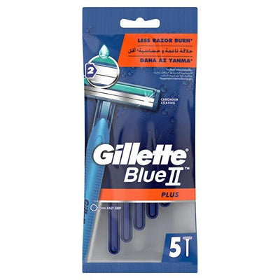 Gillette Disposable Razor for Men - Blue II Plus 5-Pack, Comfortable & Convenient Shaving Solution