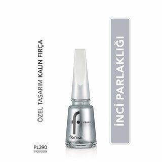 flormar stylish silver nail polish bottle, flormar pearly nail polish swatch on nails, flormar nail polish application brush Flormar Pearly Intense Pigmented Nail Polish - Stylish Silver for Women | 0.5 fl. oz. Flormar Stylish Silver Nail Polish | Pearly & Long Lasting flormar, nail-polish, stylish-silver, pearlescent-nail-polish, long-lasting-nail-color, intense-pigment, beauty, nail-art, womens-beauty, ai-generated