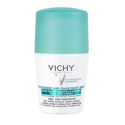Vichy Anti-Perspirant Deodorant Roll-On - 48 Hour Protection, Hypoallergenic, Alcohol-Free, Stain-Free Clothing - Sensit