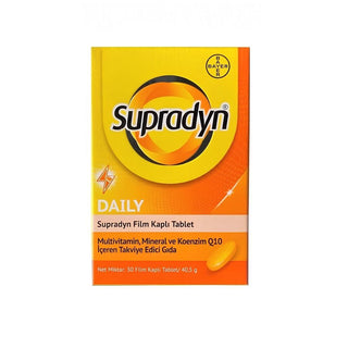 Supradyn Daily Multivitamin Supplement for Adults - 30 Tablets with Vitamins, Minerals, and Coenzyme Q10 Supradyn Daily Multivitamin Supplement - 30 Tablets Multivitamin supplement, Daily vitamin tablets, Vitamins and minerals supplement, Adult dietary supplement, Coenzyme Q10 supplement, Health and wellness, Dietary supplement, Vitamin and mineral blend, Energy support, Immune system support