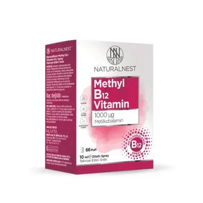 Naturalnest Methyl B12 Spray 1000 mcg - Fast Absorption Sublingual Vitamin B12 Supplement for Energy, Nerve Health & B12