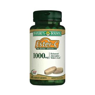 Natures Bounty Ester-C 1000 mg Vitamin C Supplement - 60 Tablets, Sugar-Free, Gluten-Free, Allergen-Friendly Natures Bounty Ester-C Vitamin C Supplement - 1000 mg, 60 Tablets Vitamin C Supplement, Ester-C, 1000 mg Vitamin C, Gluten-free Supplement, Sugar-free Vitamin C, Allergen-friendly Dietary Supplement, Health Supplements, Immune System Support, Dietary Restriction Friendly, Natural Ingredients, Natures Bounty