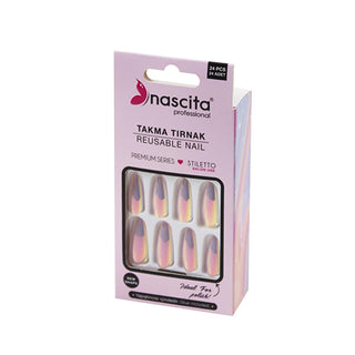 Nascita Hologram Artificial Nails - Reusable 24-Piece Set for DIY Nail Application Nascita Hologram Artificial Nails - 24 Piece Set Artificial nails, Temporary nail enhancements, Hologram nails, Reusable nail tips, DIY nail application, Nail beauty, Nail enhancements, Fashionable nails, Stylish nail solutions, Nail care, Cosmetic nails, Nail accessories