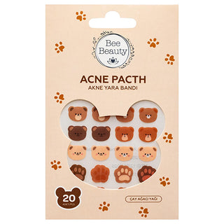 Bee Beauty Bear Design Acne Pimple Patch - 20 Count Hydrocolloid Bandage with Tea Tree Oil, Cooling & Non-Medicated, Acne Spot Treatment Bee Beauty Bear Acne Patch: Tea Tree Oil Pimple Treatment acne patch, pimple patch, hydrocolloid bandage, tea tree acne treatment, bear design acne patch, acne spot treatment, cooling acne patch, non-medicated acne patch, acne treatment, blemish treatment, spot treatment, acne care, skincare, hydrogel patch, tea tree oil, glycerin, facial care, beauty, personal care, acne 