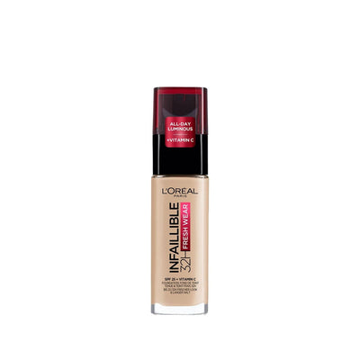 L'Oreal Paris Infaillible 32H Fresh Wear Vitamin C Foundation - 130 True Beige, Long-Lasting, Natural Finish Makeup