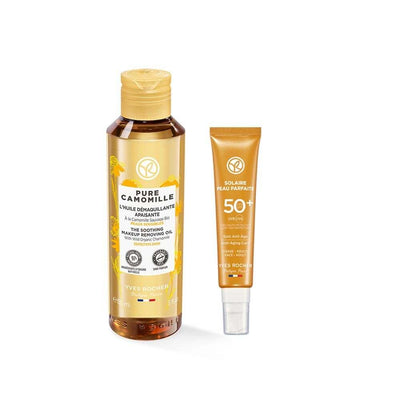 Caudalie SPF 50+ Anti-Aging Sun Cream and Facial Cleansing Oil Set for Sensitive Skin - Skincare Gift Set with Pure Camo
