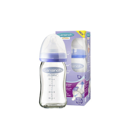 Lansinoh Glass Feeding Bottle - 160ml, Non-Toxic, Easy to Clean & Sterilize