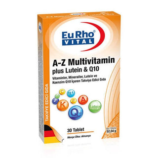 EuRho Vital A-Z Multivitamin plus Lutein & Q10 30 Tablets