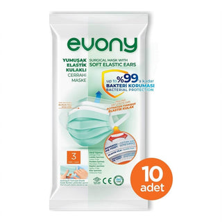 Evony Soft Elastic Eared 3-Layer Surgical Mask 10 Pieces