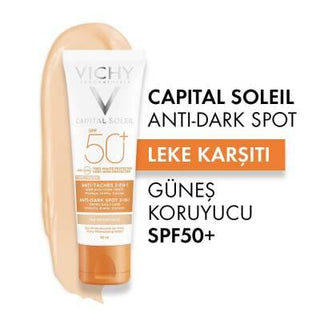 Vichy Capital Soleil SPF 50+ Tinted Sunscreen: Anti-Dark Spot Face Protection, Evens Skin Tone, High UVA/UVB Defense, Hypoallergenic Vichy SPF 50+ Tinted Sunscreen: Anti-Dark Spot, Even Skin sunscreen, SPF 50+ sunscreen, anti dark spot sunscreen, tinted sunscreen, sun protection for face, hypoallergenic sunscreen, sunscreen for dark spots, Vichy sunscreen, lekeleri gideren güneş kremi, leke karşıtı güneş kremi, sun protection, anti-aging, even skin tone, dark spot prevention, UVA protection, UVB protection,