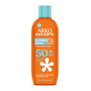 Arko Sun Care SPF 50+ Sunscreen Lotion: Ultimate UVA/UVB Protection, Reef Safe, Non-Greasy & Ideal for Sensitive Skin, 6.76 fl oz Arko SPF 50+ Sunscreen: Reef Safe, Sensitive Skin Formula SPF 50+ sunscreen, UVA UVB protection lotion, sensitive skin sunscreen, water resistant sunscreen, ocean friendly sunscreen, reef safe sunscreen, sun protection for sensitive skin, non greasy sunscreen, dermatologist tested sunscreen, Arko Sun Care SPF50+, sunscreen, sunblock, sun cream, sensitive skin, UVA protection, UVB