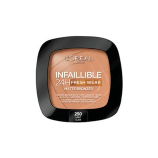 Loreal Paris Infaillible 24H Fresh Wear Matte Bronzer: Achieve a Natural, Long-Lasting Bronzed Look with Water Resistance - Light Clair Shade Loreal Matte Bronzer: 24H Water Resistant, Natural Look matte bronzer, water resistant bronzer, long lasting bronzer, natural matte bronzer, Loreal bronzer, bronzer for light skin, 24 hour bronzer, matte finish bronzer, bronzer, matte finish, water resistant, long lasting, natural, light skin, Loreal, makeup, cosmetics, beauty, sun-kissed, radiant, shine control, smoo