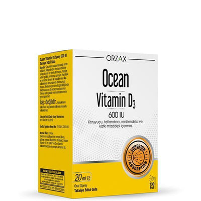 Ocean Vitamin D3 Spray 600 IU: Boost Immunity & Energy with Fast Absorption - Olive Oil Based Vitamin D Supplement for A