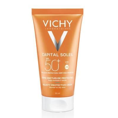 Vichy Capital Soleil SPF50+ Velvety Sunscreen: High Protection, Intense Hydration, Water Resistant - Daily Facial Sunscr