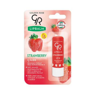 golden rose strawberry lip balm spf15, moisturizing lip balm with strawberry extract Golden Rose Strawberry Lip Balm - SPF15 | 0.16 Oz Golden Rose Strawberry Lip Balm SPF15 | 0.16 Oz golden-rose, lip-balm, strawberry-flavored, spf15, moisturizing, hydrating, women, teenagers, ai-generated, natural-ingredients