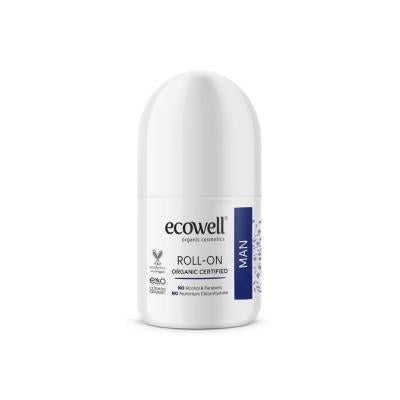 Ecowell Cosmos Organik Certified Organic Roll-On Deodorant for Men - Natural, Long-Lasting Odor Protection, Non-Sticky &