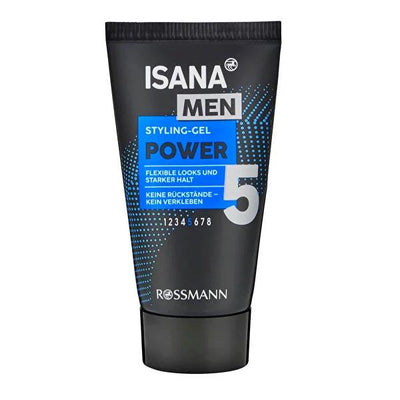 Isana Men Power 5 Hair Styling Gel - Strong Hold, Non-Sticky, Travel Size for Men