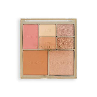 Revolution Pro Iconic Eye & Cheek Palette - Light Medium: Travel-Friendly Vegan Makeup Palette for Eyeshadow, Blush, Highlighter & Bronzer Revolution Pro Eye & Cheek Palette | Vegan Travel Makeup eye and cheek palette, makeup palette, eyeshadow blush highlighter bronzer palette, travel makeup palette, vegan makeup palette, cruelty-free makeup, contour palette, highlighting palette, blush palette, eyeshadow, blush, highlighter, bronzer, makeup, travel size, vegan, cruelty-free, light medium, makeup enthusias