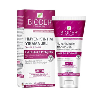 Bioder Intimate Hygiene Gel with Lactic Acid & Probiotics - 200ml, Natural pH Balance & Soothing Care Bioder Intimate Hygiene Gel - Natural pH Balance & Soothing intimate hygiene gel, lactic acid probiotics, natural pH balance, tea tree oil intimate care, soothing intimate wash, gentle intimate hygiene, probiotic intimate care, feminine hygiene products, men's intimate health, sensitive skin care