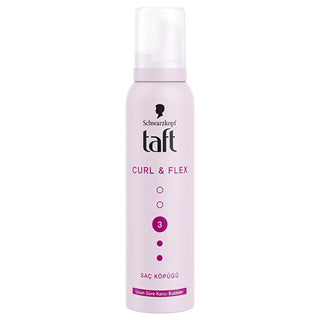 taft-curl-flex-hair-mousse-150ml, taft-curl-flex-mousse-packaging, curly-hair-styled-with-taft-mousse Taft Curl & Flex Hair Mousse - Define & Add Volume | 150 ml Taft Curl & Flex Mousse 150 ml - Define Curls taft, curl-flex, hair-mousse, curly-hair, volume, hold-3, ai-generated, hair-care, hair-styling, mousse