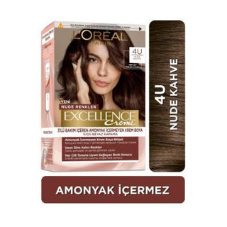 Loreal Paris Excellence Creme Nude Renkler Saç Boyası - 4U Nude Kahve - Ammonia Free Hair Dye Loreal Paris Excellence Creme - Ammonia Free Hair Dye Loreal Paris Excellence Creme, Nude Renkler Saç Boyası, Ammonia Free Hair Dye, Hair Coloring, Nude Kahve Shade, pH Balanced Hair Care, Pro-Keratin enriched, Ceramide containing Nourishing Mask, U Reflection technology, Hair Dye for Sensitive Scalp, Salon Quality Hair Color, Natural Looking Hair Color