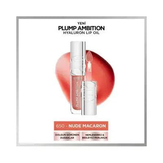 L'Oreal Paris Plump Ambition Hyaluronic Acid Lip Oil: Nude Macaron Glossy Plumper & Hydrator L'Oreal Lip Oil: Hyaluronic Acid Plumper, Nude Gloss lip oil, hyaluronic acid lip oil, lip plumper, nude lip gloss, hydrating lip oil, Loreal lip oil, Nude Macaron lip oil, lip gloss, lip care, makeup, beauty, lip hydration, lip volume, glossy lips, natural lip look, makeup enthusiasts, hydrating lip care, lip plumping, nude lipstick, gifts for her, beauty products, cosmetic, lip enhancement, lip treatment, lightwei