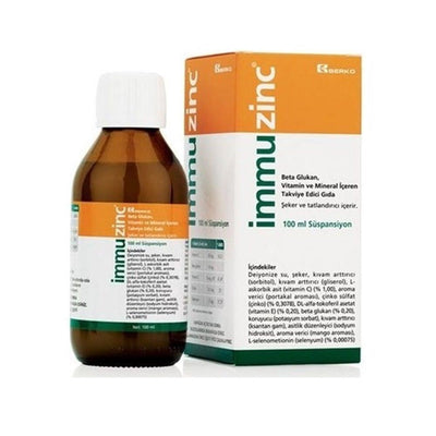 İmmuzinc _mmuzinc Dietary Supplement - Immune System Support with Beta Glukan, Vitamin C, Zinc - 3.38 fl oz Liquid Vitam