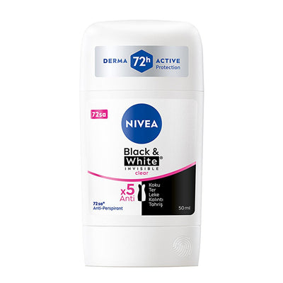 Nivea Women's Deodorant Stick Black & White Clear - Anti-perspirant, Long-lasting, Stain-free & Dermatologically Tested