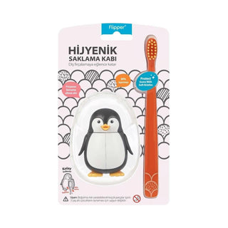 Flipper Hygienic Toothbrush Container and Children's Toothbrush / Penguin