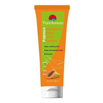 Pure Korean: Papaya Foot Cream - Intense Moisturizing, Cracked Heel Repair & Dry Feet Treatment | Shea Butter & Jojoba O