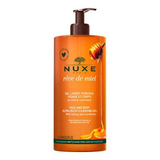 Nuxe Reve De Miel Ultra-Rich Cleansing Gel - 750ml Face & Body Wash for Dry, Sensitive Skin - Hydrating, Nourishing, Gentle, & Long-Lasting Nuxe Reve De Miel Cleansing Gel: Hydrate Dry Skin! Nuxe Reve De Miel, Ultra-Rich Cleansing Gel, Face and Body Wash, Dry Skin Cleanser, Nourishing Cleansing Gel, Gentle Body Wash, Hydrating Face Wash, cleansing gel, face wash, body wash, dry skin, sensitive skin, nourishing, hydrating, gentle, moisturizing, skincare, beauty, personal care, bath, shower, Reve De Miel, hon