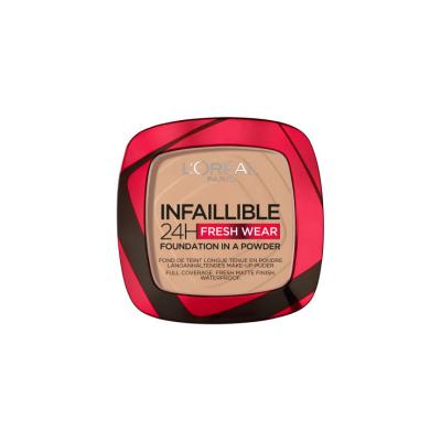 L'Oreal Paris Infallible 24H Fresh Wear Vanilla Powder Foundation: Long-Lasting Matte Coverage, Oil Control, & Lightweig