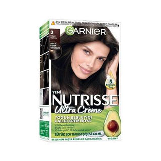 garnier nutrisse ultra creme dark brown hair color, nourishing oils in garnier nutrisse hair color, packaging of garnier nutrisse ultra creme Garnier Nutrisse Ultra Creme - Dark Brown Hair Color | 3 Garnier Nutrisse Ultra Creme - Dark Brown Hair Color garnier, hair-color, permanent-hair-dye, dark-brown, vegan, nourishing, hair-care, cruelty-free, au-natural, ai-generated