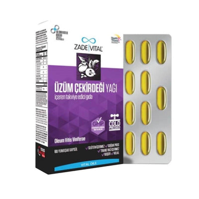 Zade Vital Grape Seed Oil Supplement - 500 mg Soft Capsules for Heart Health & Antioxidant Support