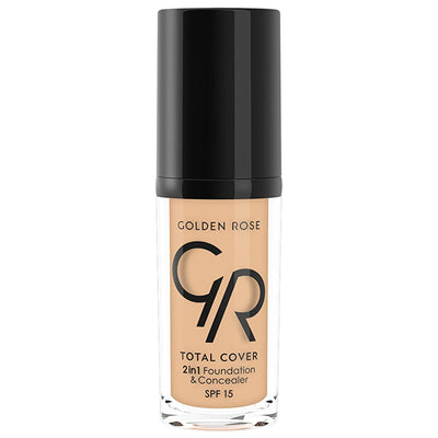 Golden Rose 2-in-1 Foundation & Concealer - High Coverage, Oil-Free Makeup with Vitamin E & SPF 15