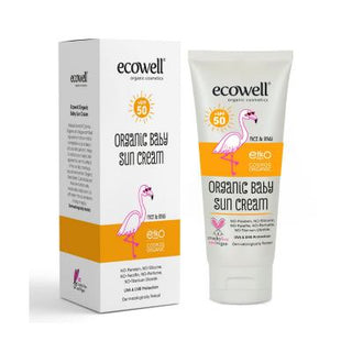 Ecowell Organic Baby Sunscreen SPF50 110g - Natural, Chemical-Free Protection for Sensitive Skin Ecowell Organic Baby Sunscreen SPF50 - Natural Protection organic baby sunscreen, SPF50 baby sunscreen, vegan baby skincare, natural baby sun protection, chemical-free baby cream, baby skincare, sun protection, organic skincare, vegan skincare, sensitive skin, baby products, eco-friendly, natural ingredients