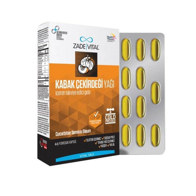 Zade Vital Pumpkin Seed Oil Supplement - 320mg Soft Capsules for Adults and Children