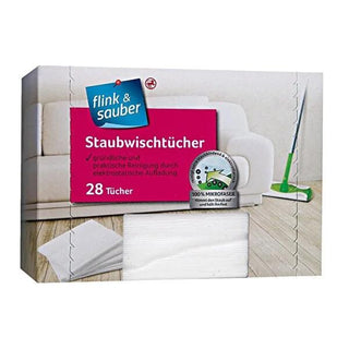 Flink & Sauber 28-Pack Reusable Dusting Cloths - 22x30 cm, Machine Washable up to 60°C - Effective Dry Surface Cleaning for Furniture, Keyboards, Car Consoles Flink & Sauber 28-Pack Reusable Dusting Cloths - Effective & Eco-Friendly dusting cloths, cleaning cloths, reusable cloths, dust cleaning, dry surface cleaning, eco-friendly cleaning, machine washable cloths, furniture cleaning, keyboard cleaning, car console cleaning, home cleaning, office cleaning, car cleaning, dusting tools, cleaning tools, Flink 