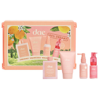 Dae Freshly Squeezed Travel Size Hair Care Set: Vegan & Cruelty-Free - Frizz Control, Shine, Volumizing Dry Shampoo - Desert Botanical Blend Dae Travel Hair Care Set: Vegan, Frizz Control & Shine travel size shampoo and conditioner, vegan hair care set, cruelty free hair products, frizz control hair products, oily scalp shampoo travel size, volumizing dry shampoo powder, hair care travel set, desert botanical hair blend, leave in conditioner travel size, hair shine products, travel shampoo, travel condition