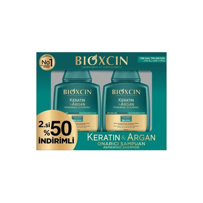 Bioxcin Keratin & Argan Shampoo Set - Nourishing, Repairing, and Moisturizing Hair Care for All Hair Types - 300ml 2-Pie