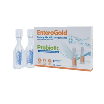 EnteroGold Probiotic Supplement - 10 Flakons | Bacillus Clausii Spores for Gut Health Support