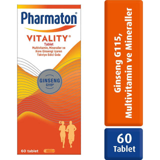 Pharmaton Vitality Multivitamin Dietary Supplement for Energy Boost & Immune System Support - 60 Tablets
