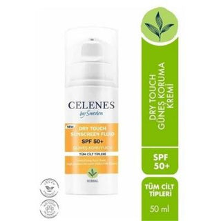 celenes dry touch spf50 sunscreen bottle, application of celenes dry touch sunscreen, celenes sunscreen texture and finish Celenes Dry Touch SPF50+ Sunscreen - Water-Resistant | 50 ml Celenes Dry Touch SPF50 Sunscreen | 50 ml celenes, sunscreen, spf50, skincare, water-resistant, mineral-sunscreen, organic-sunscreen, sensitive-skin, ai-generated, outdoor-skin-care