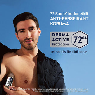 Nivea Men Deodorant - Nivea Men Erkek Roll-on Deodorant Black & White Invisible Original 50 ml - Long Lasting Anti-Perspirant Protection Nivea Men Deodorant - 72 Hour Protection Nivea Men Deodorant, Roll-on Deodorant for Men, Anti-perspirant Deodorant, Long-lasting Deodorant, Stain-free Deodorant, Men's Grooming, Personal Care, Deodorant for Active Men, Black & White Invisible Deodorant, 72-Hour Protection, Derma Active Protection, X5 Anti Formula, Dermatologically Tested, Men's Hygiene