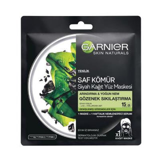 garnier black algae face mask packaging, application of garnier black algae face mask on skin Garnier Black Algae Face Mask - Hydrating & Purifying | 1 Sheet Garnier Black Algae Face Mask - Hydrating & Purifying garnier, face-mask, black-algae, hydrating, purifying, skin-care, women, pore-tightening, ai-generated, sheet-mask