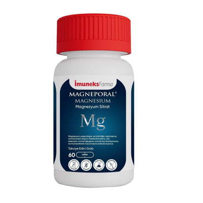 İmuneks Farma Magneporal Magnesium Citrate Supplement - 200mg Magnesium per Tablet, 60 Tablets - Supports Muscle Functio