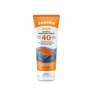 Badger Children's Sunscreen - Natural SPF40 Protection for Kids - Clear Zinc Formulation, 2.94 fl oz Badger Kids Sunscreen SPF40 - Natural & Safe children's sunscreen, natural sunscreen, SPF40 sunscreen, Clear Zinc sunscreen, non-toxic sun protection, kids sun protection, reef-safe sunscreen, environmentally friendly sunscreen, gentle sunscreen for children, Badger sunscreen