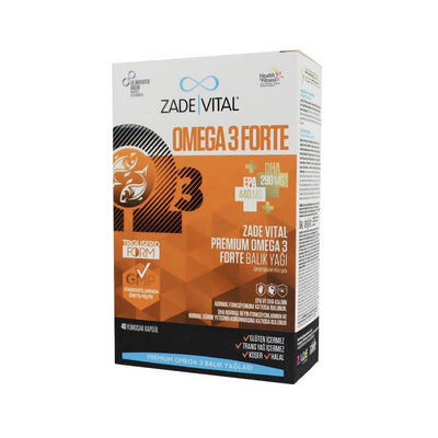 Zade Vital Omega 3 Forte Fish Oil 1200 mg Capsules - 40 Count - Heart & Brain Health Support Supplement